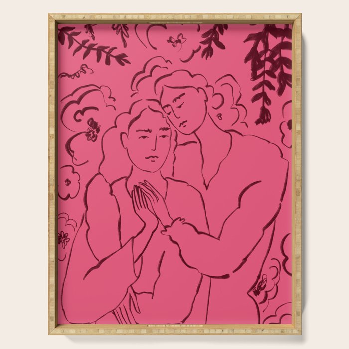 HOLDING HANDS PINK Serving Tray Gallery Image 1