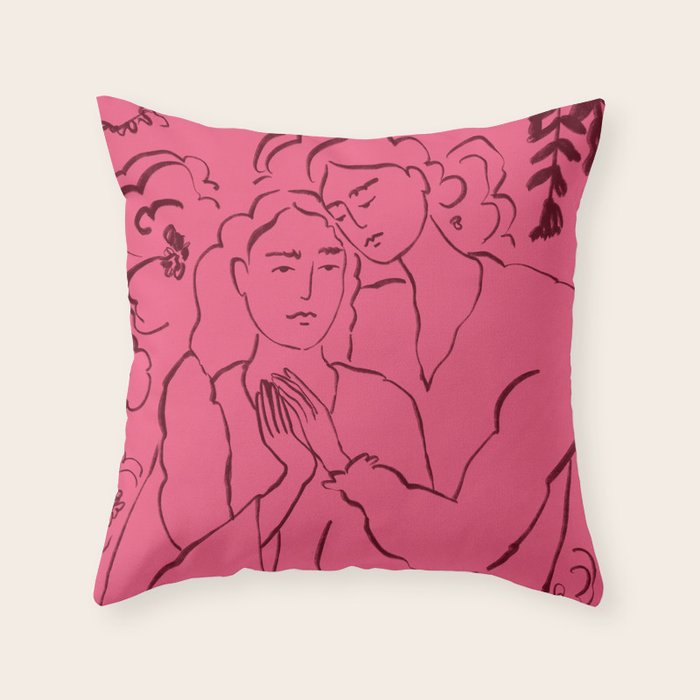 HOLDING HANDS PINK Throw Pillow Gallery Image 6