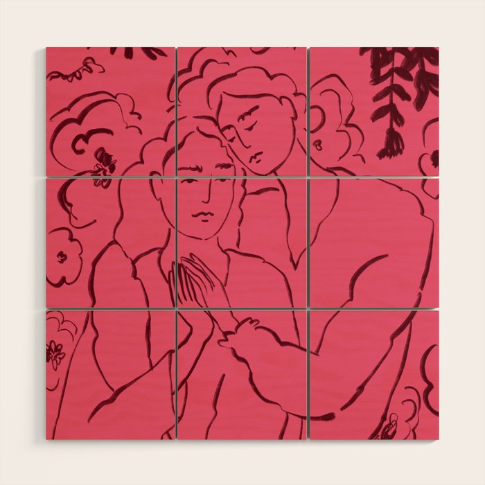 HOLDING HANDS PINK Wood Wall Art Gallery Image 1