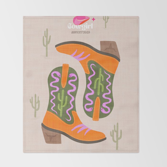 Cowgirl boots Desert Adventures Throw Blanket Gallery Image 2