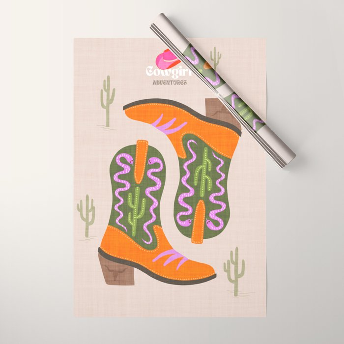 Cowgirl boots Desert Adventures Wrapping Paper Gallery Image 1