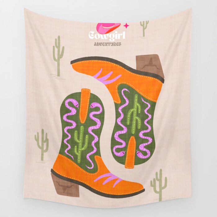 Cowgirl boots Desert Adventures Wall Tapestry Gallery Image 1