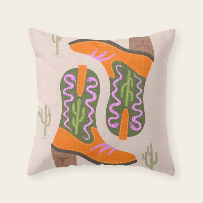 Cowgirl boots Desert Adventures Throw Pillow Gallery Image 6