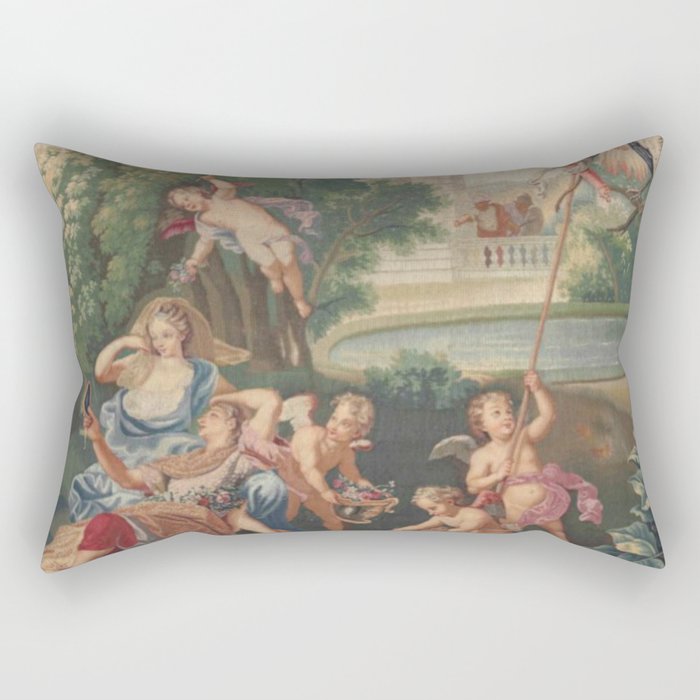 Antique 17th Century Romantic French Mythological Tapestry Rectangular Pillow Gallery Image 1