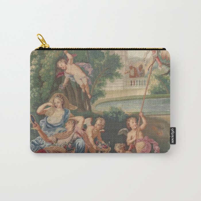 Antique 17th Century Romantic French Mythological Tapestry Carry All Pouch Gallery Image 1