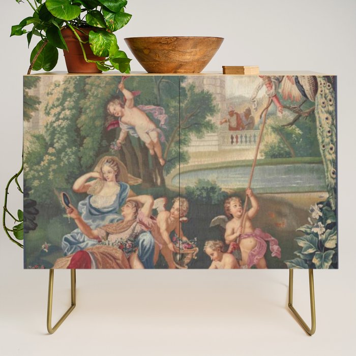 Antique 17th Century Romantic French Mythological Tapestry Credenza Gallery Image 1