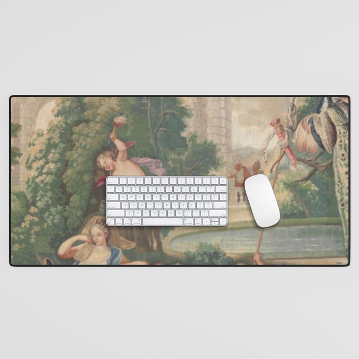 Antique 17th Century Romantic French Mythological Tapestry Desk Mat Gallery Image 1