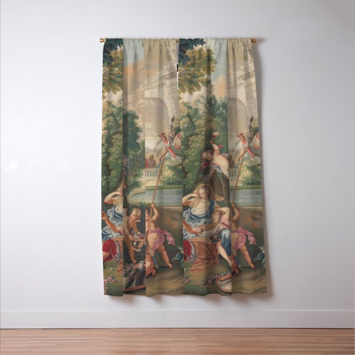 Antique 17th Century Romantic French Mythological Tapestry Window Curtain Gallery Image 3