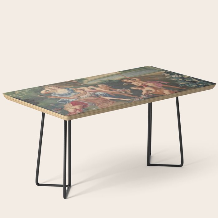 Antique 17th Century Romantic French Mythological Tapestry Coffee Table Gallery Image 1