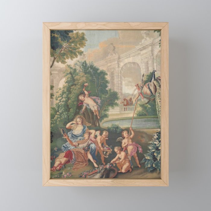 Antique 17th Century Romantic French Mythological Tapestry Mini Art Print Gallery Image 1