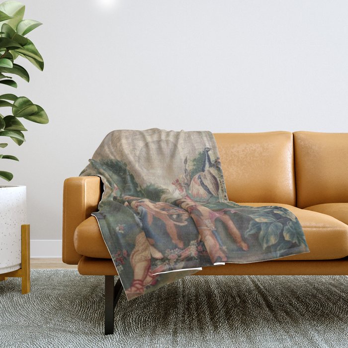 Antique 17th Century Romantic French Mythological Tapestry Throw Blanket Gallery Image 1