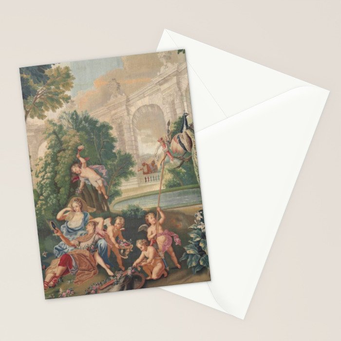 Antique 17th Century Romantic French Mythological Tapestry Stationery Card Gallery Image 2