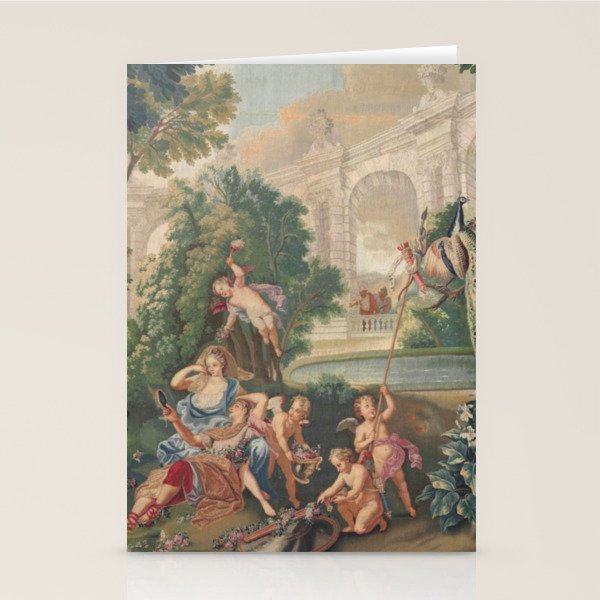 Antique 17th Century Romantic French Mythological Tapestry Stationery Card Gallery Image 1
