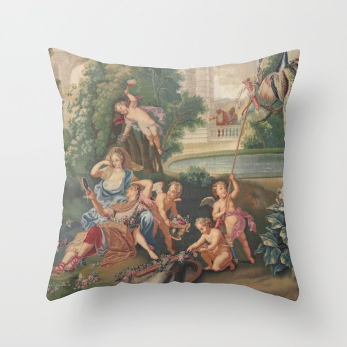 Antique 17th Century Romantic French Mythological Tapestry Throw Pillow Gallery Image 6