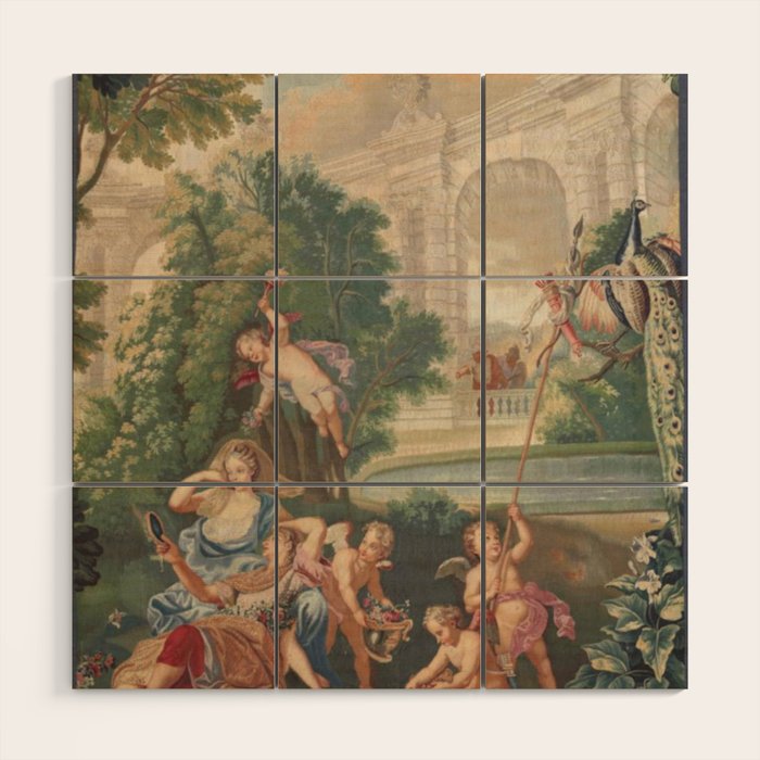 Antique 17th Century Romantic French Mythological Tapestry Wood Wall Art Gallery Image 1