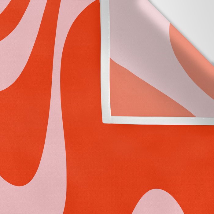 Retro Liquid Swirl Abstract 2 in Bold Red-Orange and Pink Wall Tapestry Gallery Image 3