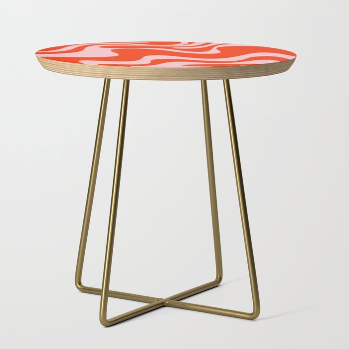 Retro Liquid Swirl Abstract 2 in Bold Red-Orange and Pink Side Table Gallery Image 1