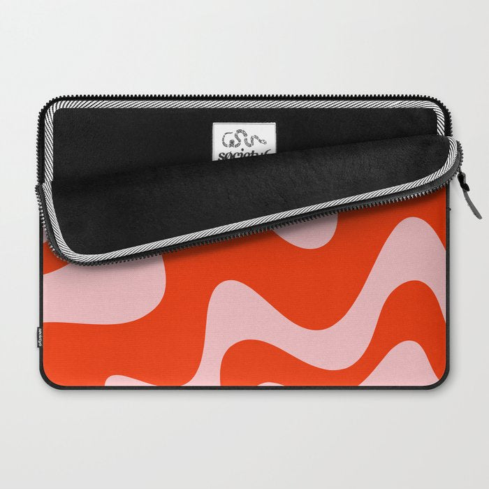Retro Liquid Swirl Abstract 2 in Bold Red-Orange and Pink Laptop Sleeve Gallery Image 2