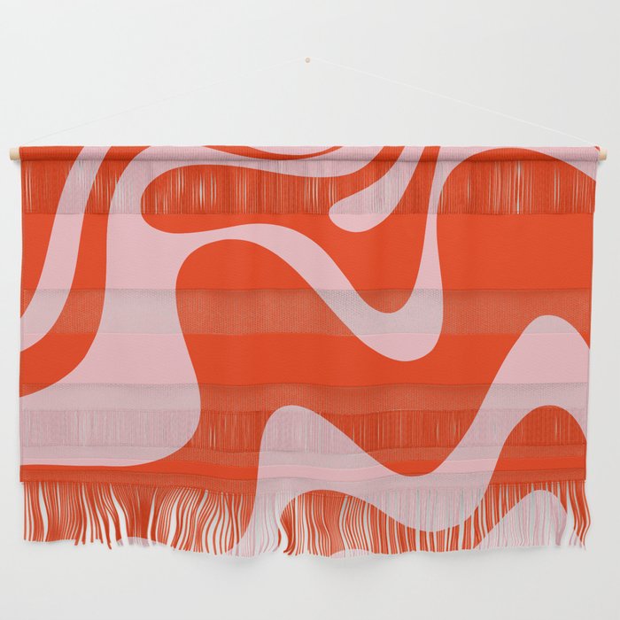Retro Liquid Swirl Abstract 2 in Bold Red-Orange and Pink Wall Hanging Gallery Image 1
