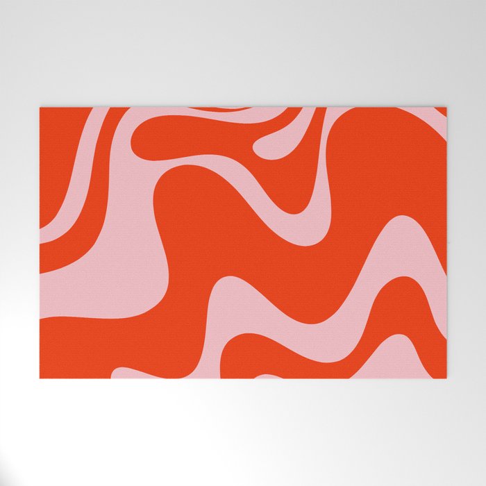 Retro Liquid Swirl Abstract 2 in Bold Red-Orange and Pink Welcome Mat Gallery Image 1