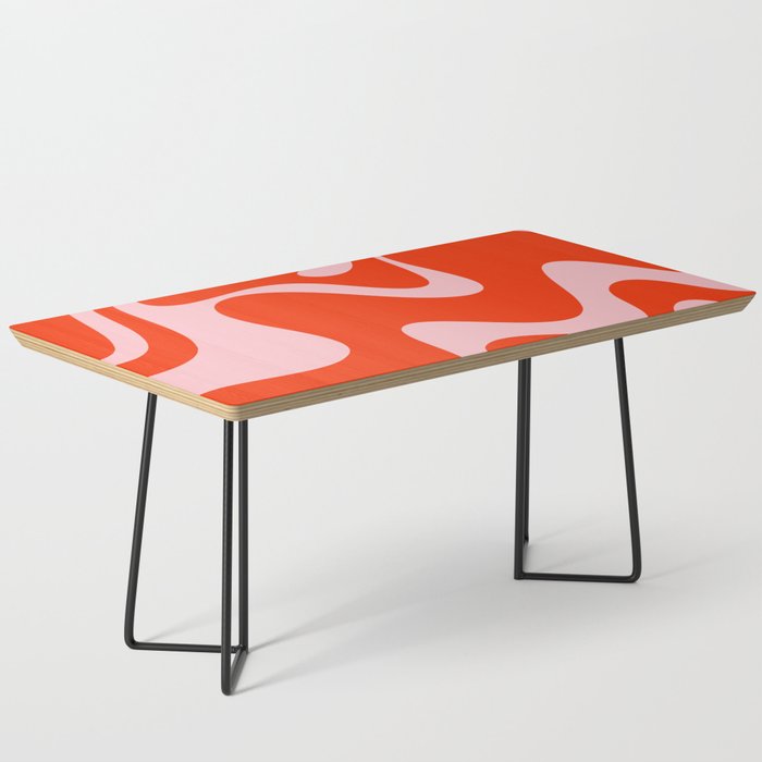 Retro Liquid Swirl Abstract 2 in Bold Red-Orange and Pink Coffee Table Gallery Image 1