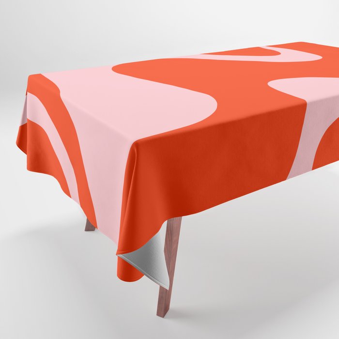 Retro Liquid Swirl Abstract 2 in Bold Red-Orange and Pink Tablecloth Gallery Image 1