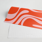 Retro Liquid Swirl Abstract 2 in Bold Red-Orange and Pink Wrapping Paper Gallery Image 2