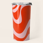 Retro Liquid Swirl Abstract 2 in Bold Red-Orange and Pink Travel Mug Gallery Image 2