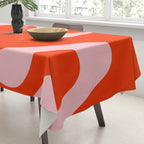 Retro Liquid Swirl Abstract 2 in Bold Red-Orange and Pink Tablecloth Gallery Image 3