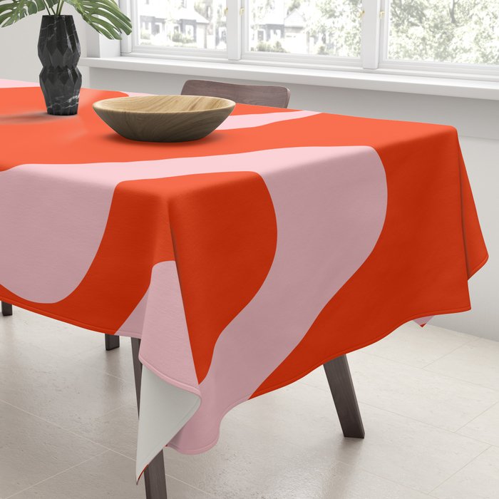 Retro Liquid Swirl Abstract 2 in Bold Red-Orange and Pink Tablecloth Gallery Image 3