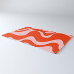 Retro Liquid Swirl Abstract 2 in Bold Red-Orange and Pink Rug Gallery Image 3