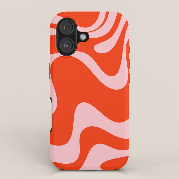 Retro Liquid Swirl Abstract 2 In Bold Red-Orange And Pink Iphone Case