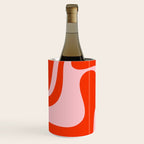 Retro Liquid Swirl Abstract 2 in Bold Red-Orange and Pink Wine Chiller Gallery Image 2