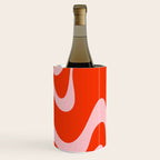 Retro Liquid Swirl Abstract 2 in Bold Red-Orange and Pink Wine Chiller Gallery Image 3