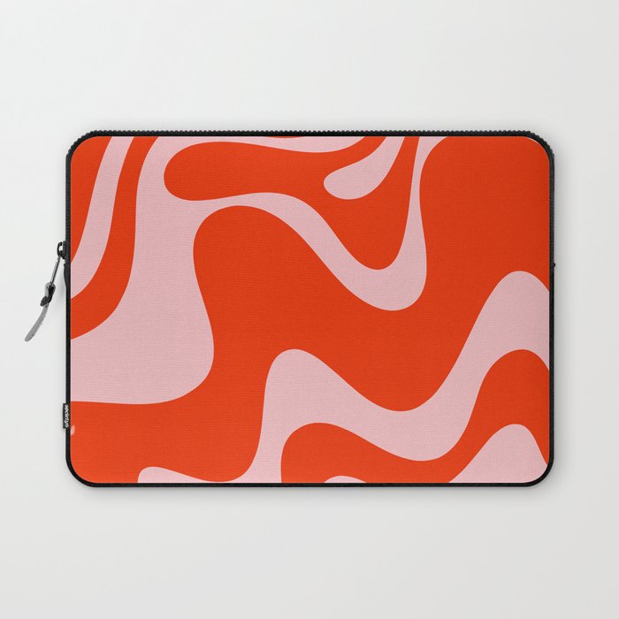 Retro Liquid Swirl Abstract 2 in Bold Red-Orange and Pink Laptop Sleeve Gallery Image 1