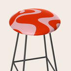 Retro Liquid Swirl Abstract 2 in Bold Red-Orange and Pink Stool Gallery Image 2