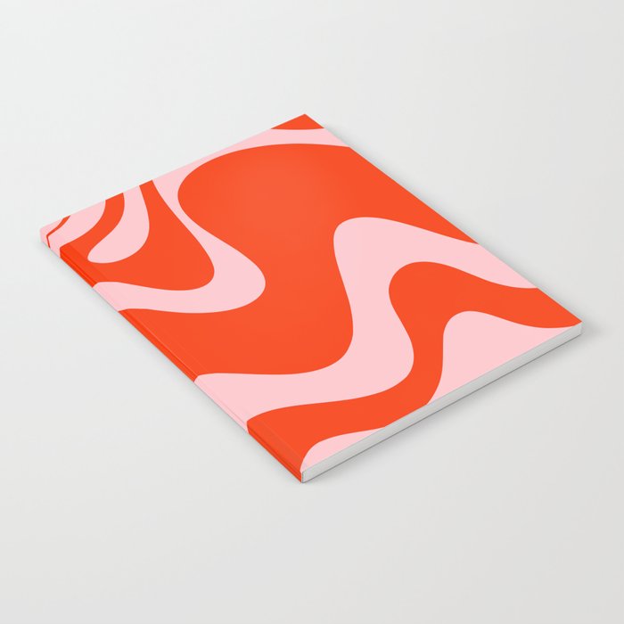 Retro Liquid Swirl Abstract 2 in Bold Red-Orange and Pink Notebook Gallery Image 1
