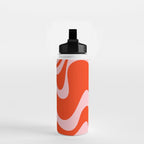 Retro Liquid Swirl Abstract 2 in Bold Red-Orange and Pink Water Bottle Gallery Image 2