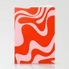 Retro Liquid Swirl Abstract 2 in Bold Red-Orange and Pink Stationery Card Gallery Image 2
