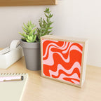 Retro Liquid Swirl Abstract 2 in Bold Red-Orange and Pink Mini Art Print Gallery Image 2