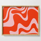 Retro Liquid Swirl Abstract 2 in Bold Red-Orange and Pink Serving Tray Gallery Image 1