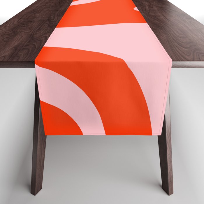 Retro Liquid Swirl Abstract 2 in Bold Red-Orange and Pink Table Runner Gallery Image 1