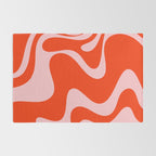 Retro Liquid Swirl Abstract 2 in Bold Red-Orange and Pink Rug Gallery Image 2