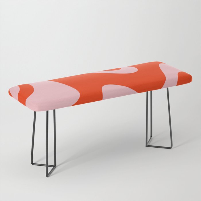 Retro Liquid Swirl Abstract 2 in Bold Red-Orange and Pink Bench Gallery Image 1