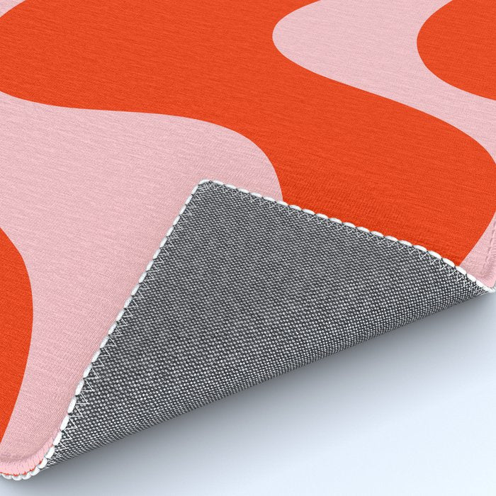 Retro Liquid Swirl Abstract 2 in Bold Red-Orange and Pink Rug Gallery Image 4