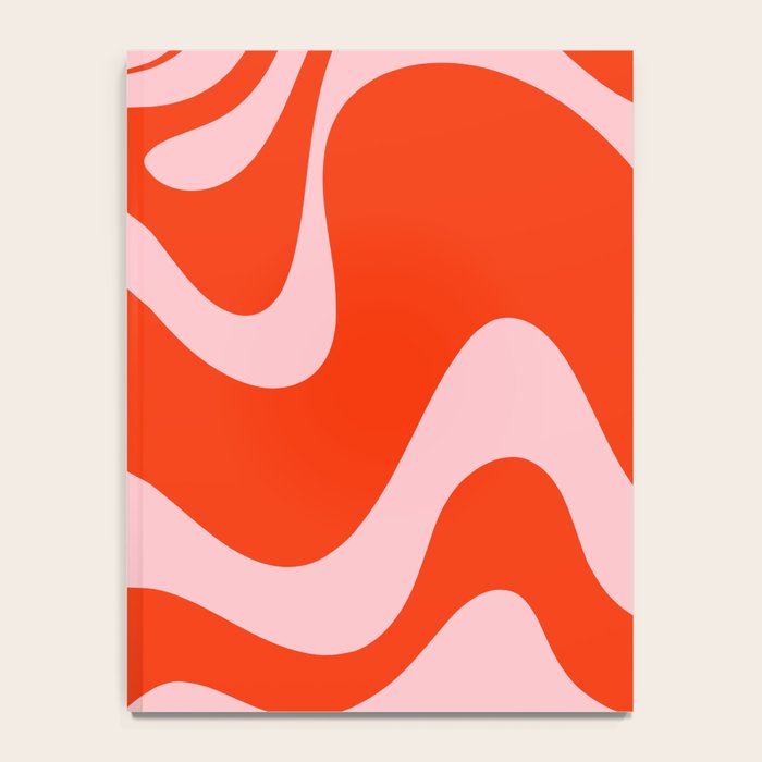 Retro Liquid Swirl Abstract 2 in Bold Red-Orange and Pink Notebook Gallery Image 4