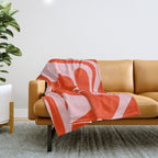 Retro Liquid Swirl Abstract 2 in Bold Red-Orange and Pink Throw Blanket Gallery Image 1