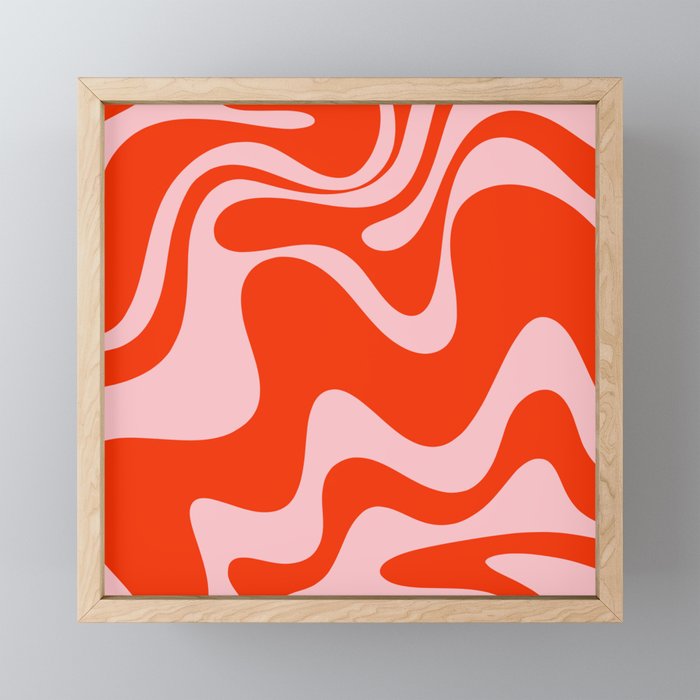 Retro Liquid Swirl Abstract 2 in Bold Red-Orange and Pink Mini Art Print Gallery Image 1