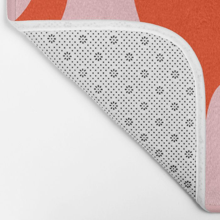 Retro Liquid Swirl Abstract 2 in Bold Red-Orange and Pink Bath Mat Gallery Image 2