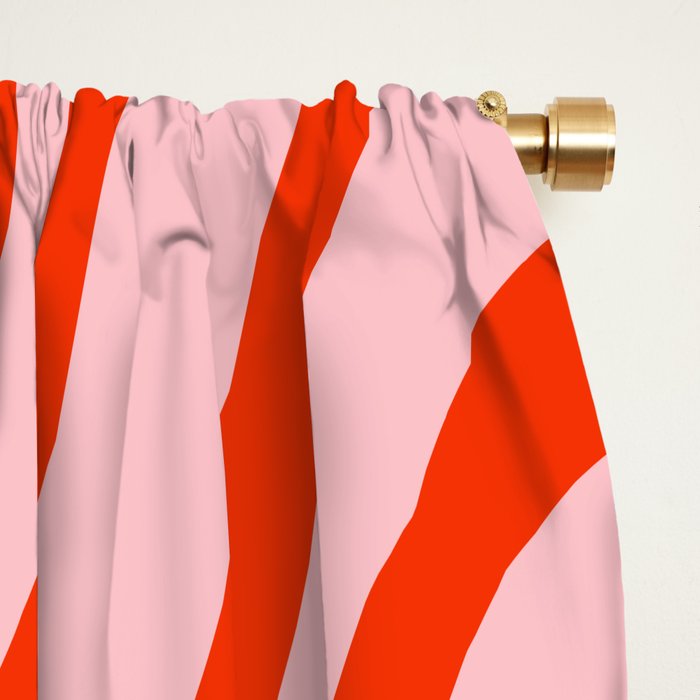 Retro Liquid Swirl Abstract 2 in Bold Red-Orange and Pink Window Curtain Gallery Image 2